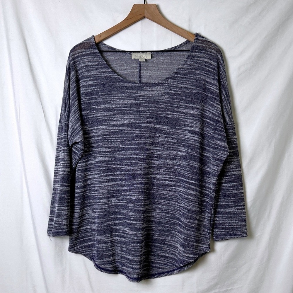 Olive & Oak Women Sheer Knit Top Size L Lightweight Layering Lagenlook Slub